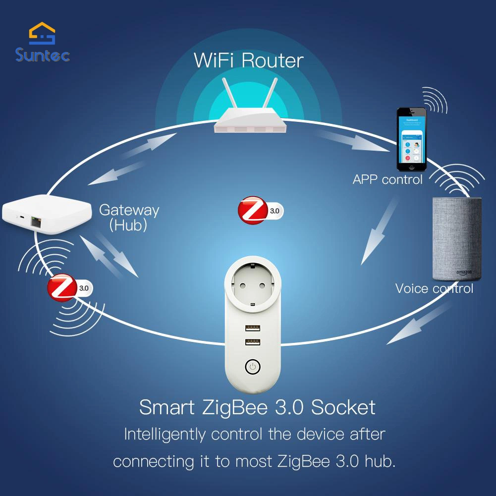 EU/Br/Fr/Au/Il/in/Jp Zigbee Dual USB Wireless Socket Plug