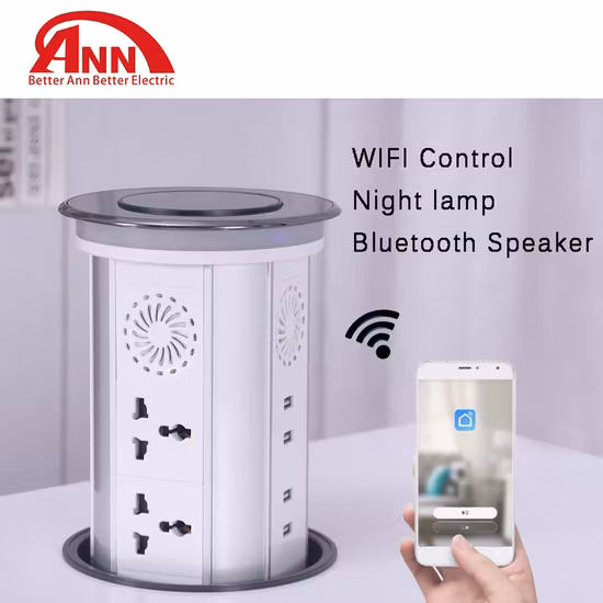 Enchufe automático inteligente WiFi IP65, Protector contra sobretensiones de carga inalámbrica, elevador de cocina, enchufe de mesa emergente con cargador inalámbrico