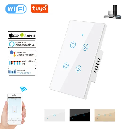 Tuya Smart Switch Zigbee WiFi interruptor de pared táctil Panel de vidrio interruptor de luz